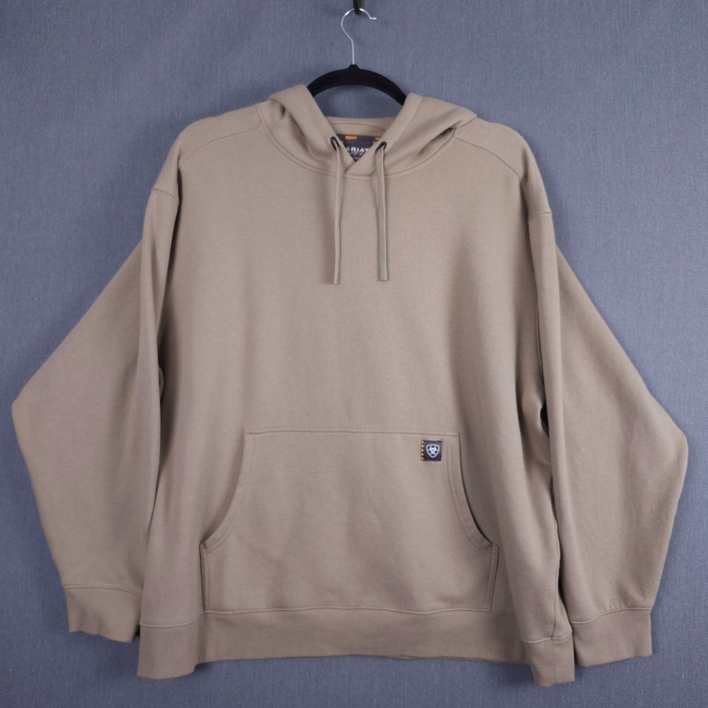 Ariat Rebar Workhog Hoodie Mens XXXL Greige Lightweight Long Sleeve Pullover 3XL